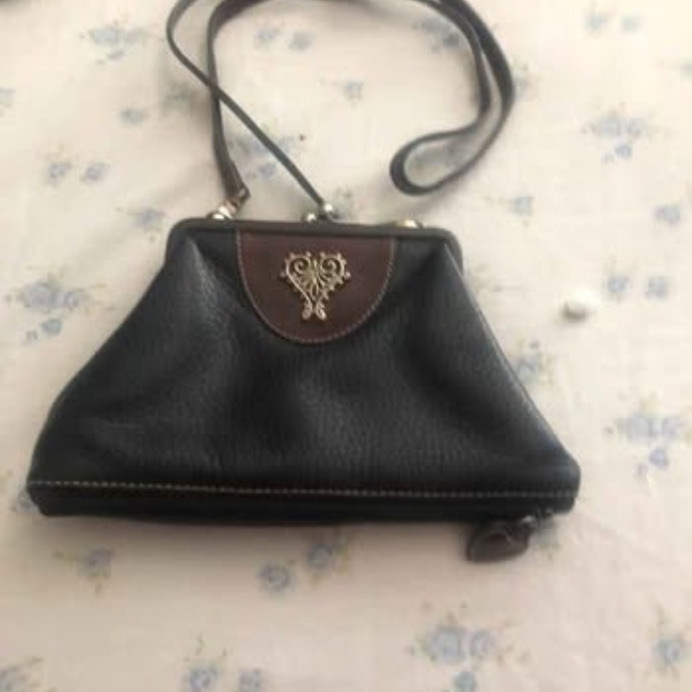 Brighton Black and Brown Clutch with Silver Accent